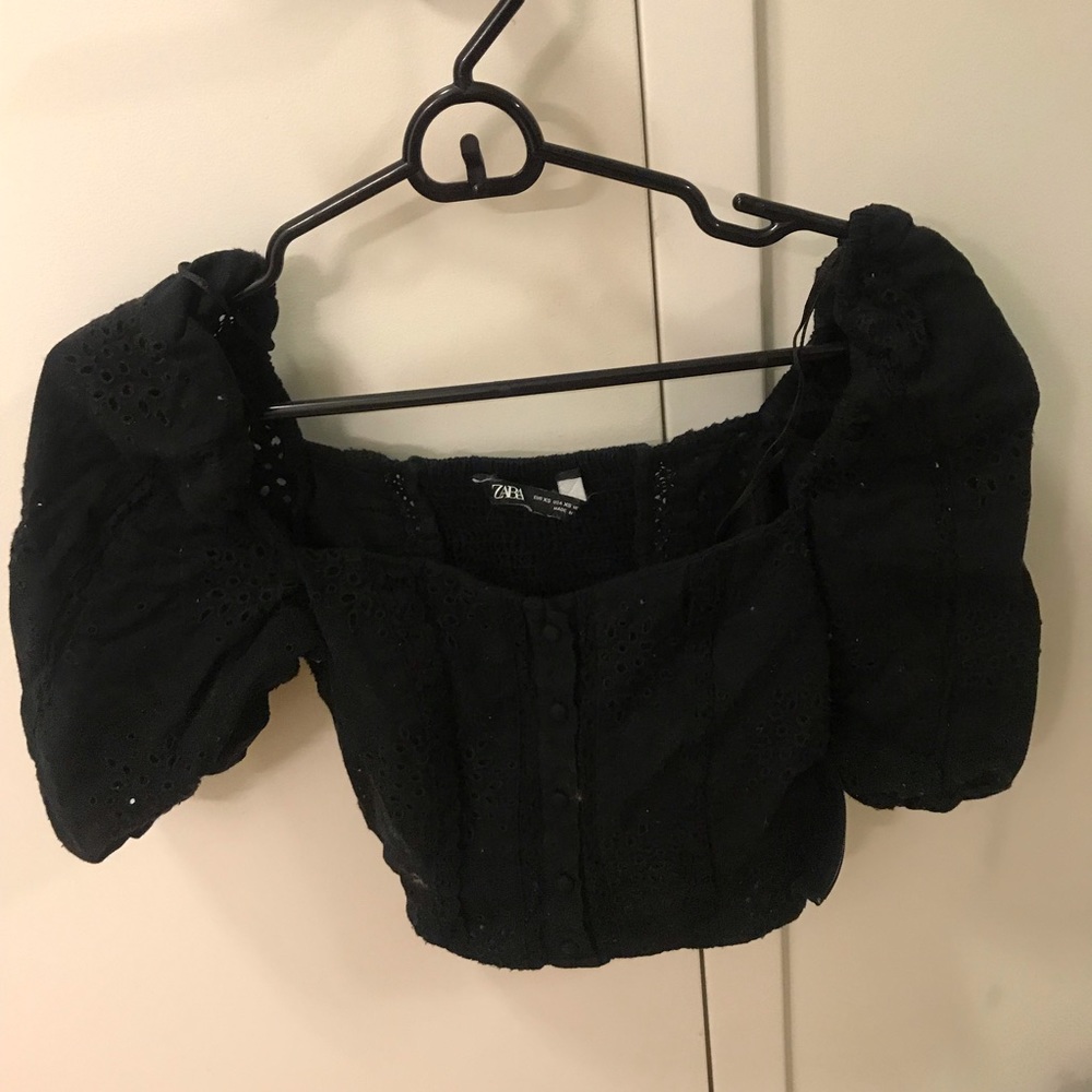 zara black crop top